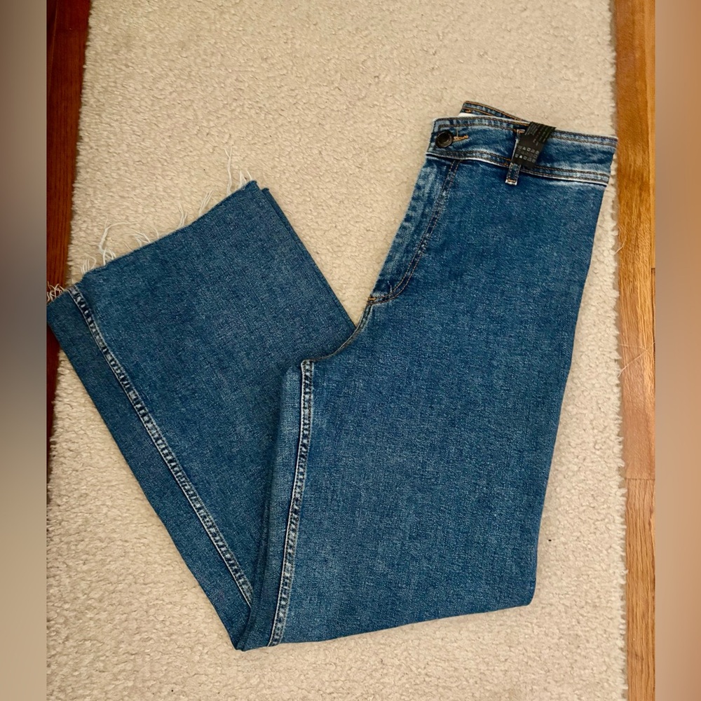 Zara Wide-Leg  high waist Blue Denim Jeans - Picture 6 of 11